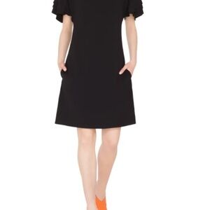 Akris Punto Black Layered Sleeve Dress | Women’s Size 6 | Designer Work Cocktail